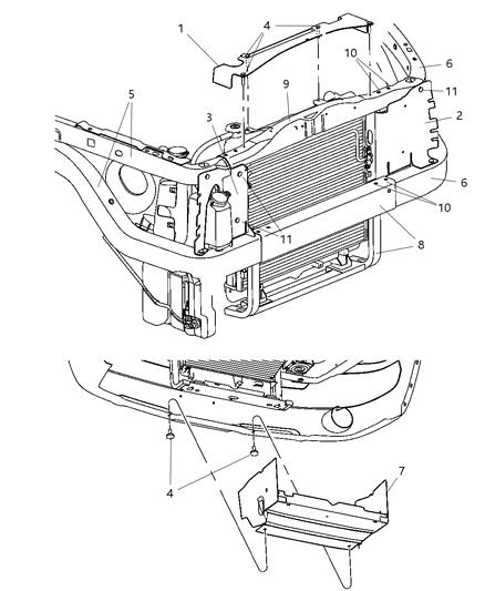 2007 Dodge Dakota Air Deflector, Front Diagram for 55056360AB