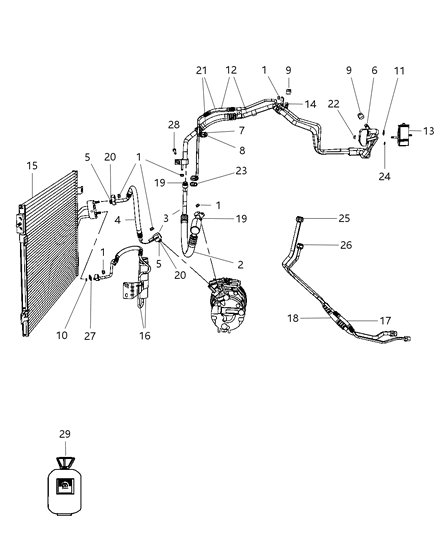 2011 Dodge Journey Line A/C Suction And Liquid Diagram for 68100678AA