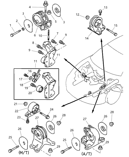 2005 Dodge Stratus Rear Mount, Passenger Side Diagram for MR272202