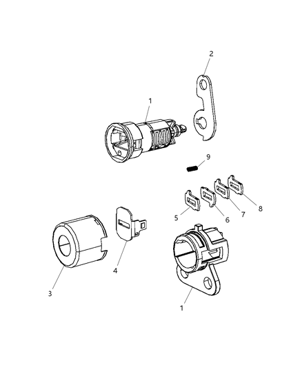 2009 Chrysler Aspen Front Door Lock Cylinders Diagram 2 - Thumbnail