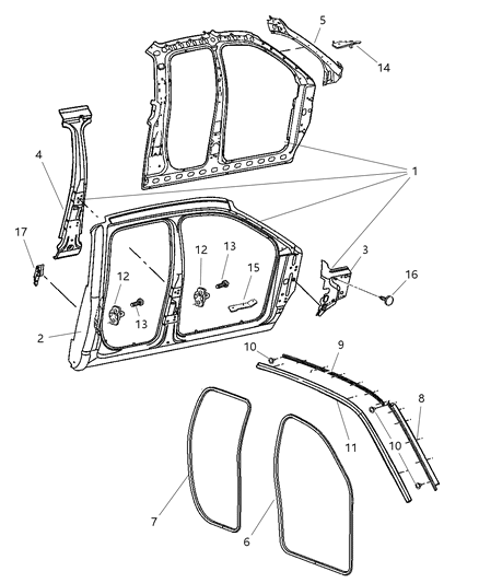 2007 Dodge Ram 3500 Cab Chassis Aperture Panel Bodyside Diagram 2 - Thumbnail