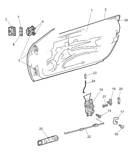 2005 Chrysler Crossfire Lower Hinge, Front Diagram for 5097988AA