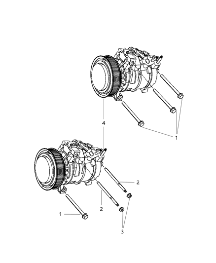 2016 Ram 3500 Pickup A/C Compressor Mounting Diagram 1 - Thumbnail