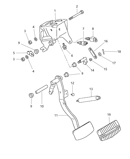 1998 Chrysler Sebring Coupe Brake Pedals Diagram 1 - Thumbnail