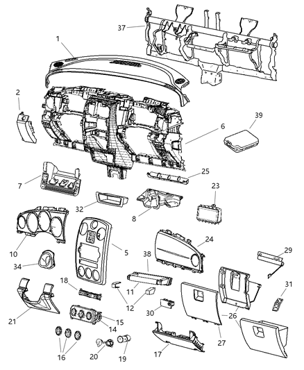 2006 Chrysler PT Cruiser Heater Control Knob Diagram for 5179430AA