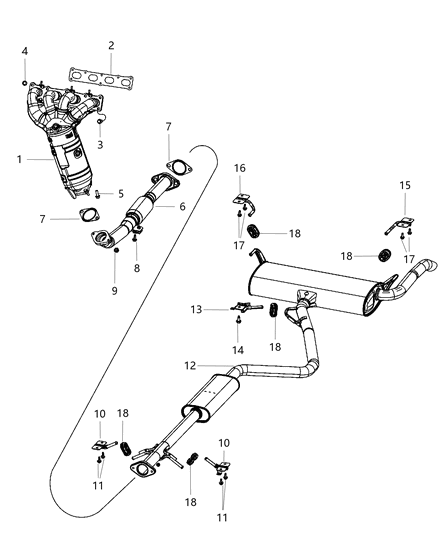 2014 Dodge Dart Muffler And Tailpipe Exhaust Diagram for 68188958AB