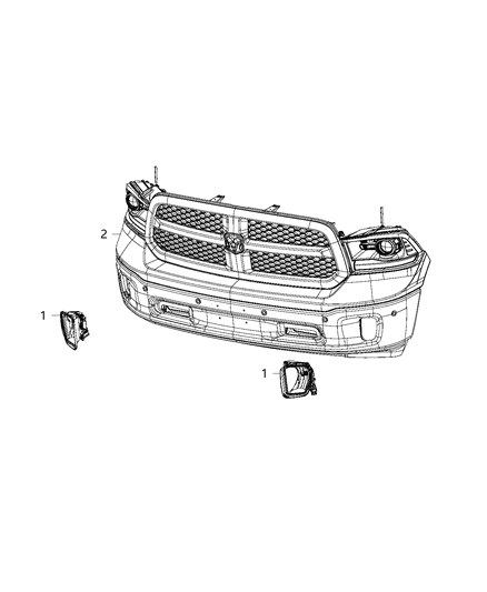 2020 Ram 1500 Classic Lamps, Fog Diagram 1 - Thumbnail