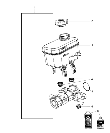 2010 Dodge Nitro Master Cylinder Brake Diagram for 68004467AC