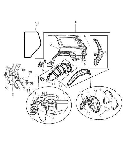 2002 Jeep Grand Cherokee Seal Rear Door Diagram for 55135958AG