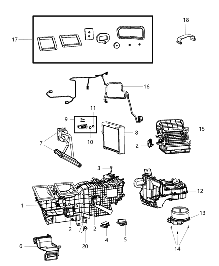 2014 Ram 3500 Cab Chassis A/C & Heater Unit Diagram