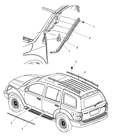 2004 Dodge Durango Moldings Diagram