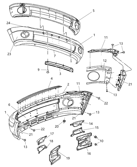 2008 Dodge Ram 1500 Fascia, Front Diagram 1 - Thumbnail