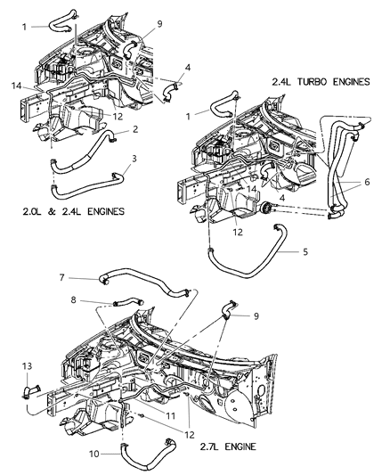 2004 Dodge Stratus Sedan Plumbing - Heater Diagram