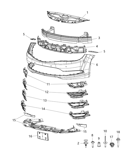 2016 Chrysler 200 Fascia Front Upper Diagram for 1WZ18TZZAD