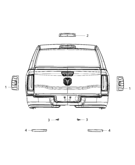 2019 Ram 3500 Lamp Bar Tailgate Diagram for 68362184AB