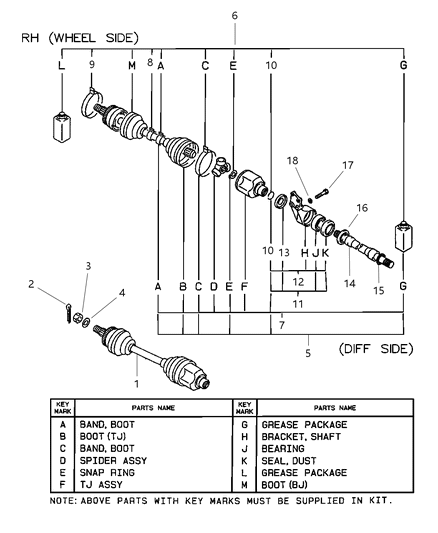2003 Dodge Stratus Shaft Front Axle Diagram for V8026764AA