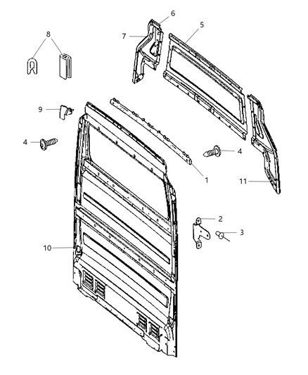 2008 Dodge Sprinter 2500 Cargo Organizer Partition Wall/Load Protection Diagram