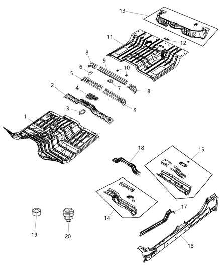 2017 Ram 3500 Pan Front Floor Diagram for 68036568AD