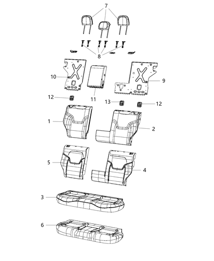 2019 Jeep Renegade Cover Rear Seat Back Diagram for 7AD36LXHAA