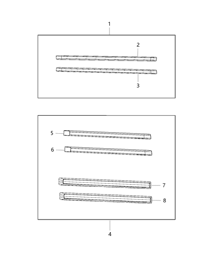 2016 Ram 3500 Cab Chassis Moulding Kit, Body Side Diagram