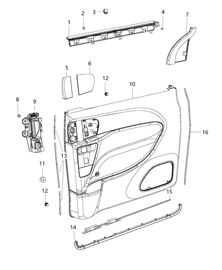 2017 Chrysler Pacifica Inner Weatherstrip, Rear Passenger Side Diagram for 68248380AB