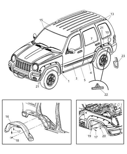 2006 Jeep Liberty Fender Liner, Front Diagram for 55156790AD