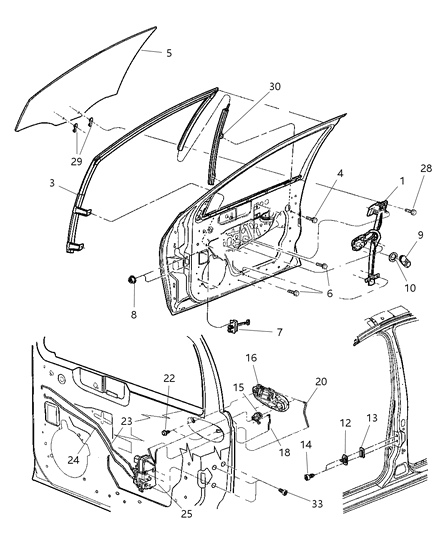 2000 Dodge Neon Regulator Handle, Gray, Rear Diagram for FW80TAZ