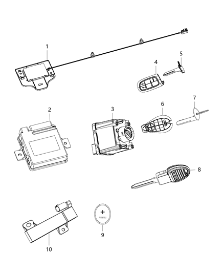 2015 Ram 3500 Cab Chassis Receiver Modules, Keys & Key Fob Diagram