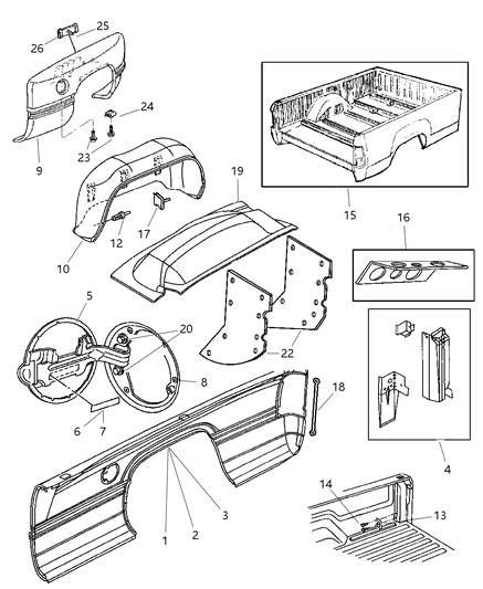 2001 Dodge Ram 3500 Outer Panel Diagram for 55023620AB