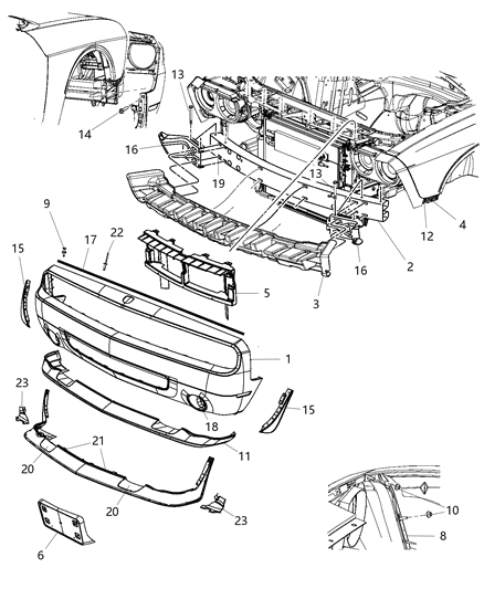 2014 Dodge Challenger Support, Front Diagram for 68043965AC