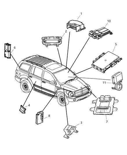 2005 Dodge Durango Module Occupant Restraint Diagram for 56043318AB