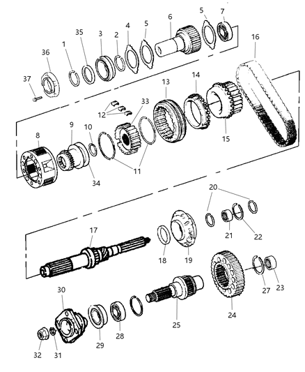 2000 Dodge Ram 3500 Regular Cab Gear Train of Transfer Case Model Diagram 2 - Thumbnail