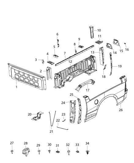2019 Ram 3500 Pickup Pickup Box Diagram 1 - Thumbnail