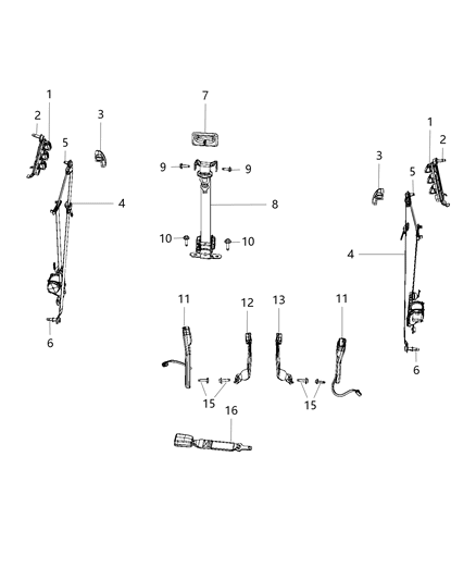 2020 Ram 2500 Seat Belts, First Row Diagram 3 - Thumbnail