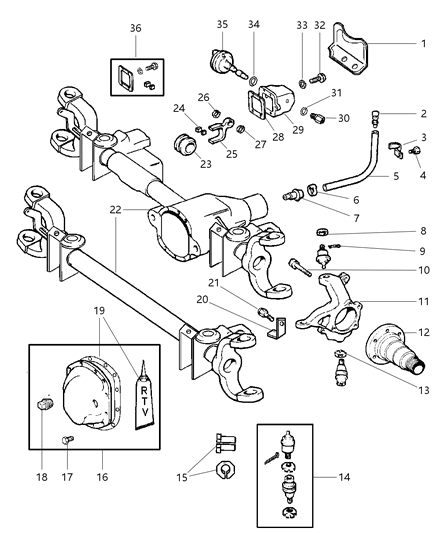 1998 Dodge Ram 2500 Regular Cab Front Axle Housing Diagram