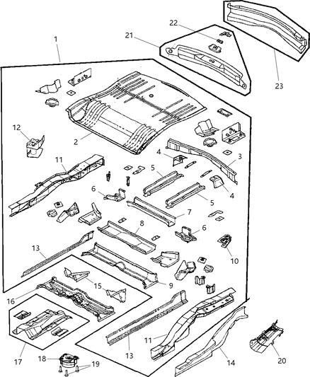 2007 Chrysler Pacifica Pan Rear Floor Diagram for 5054386AA