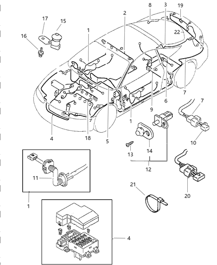 1997 Dodge Avenger Switch, Hood Buzzer Diagram for MB904624