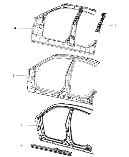2018 Dodge Charger Panel Bodyside Aperture Outer Front Diagram for 68265441AF