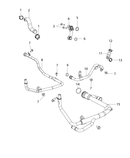 2021 Jeep Grand Cherokee Coolant Tubes & Hose Diagram 1 - Thumbnail