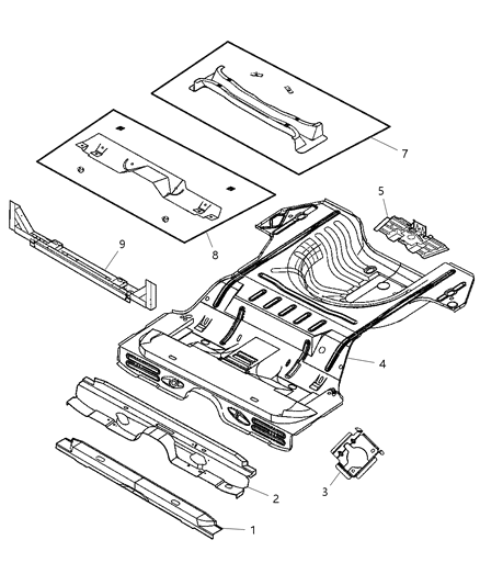 2001 Chrysler Sebring Pan Floor Diagram for 4646557AC
