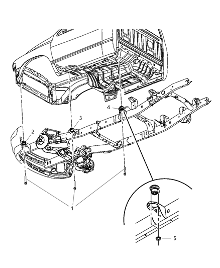 2007 Dodge Ram 3500 Cab Chassis Body Hold Down & Front End Mounting Diagram 2 - Thumbnail