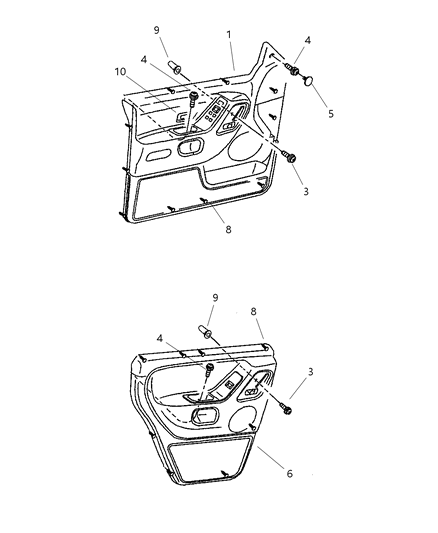 2003 Jeep Grand Cherokee Door Trim Panel, Front Inner Driver Side Diagram for XE891DVAA