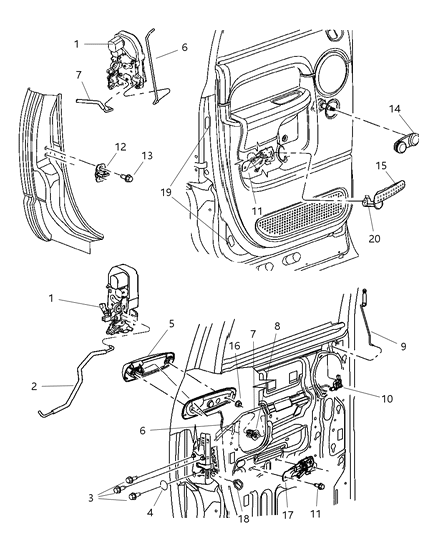 2007 Dodge Ram 3500 Cab Chassis Door, Rear Lock & Controls Diagram