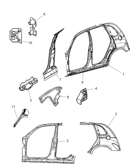 2006 Chrysler PT Cruiser Center Pillar, Front Passenger Side Diagram for 5066398AF