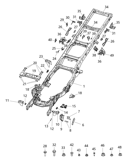 2018 Ram 3500 Cab Chassis Frame, Complete Diagram