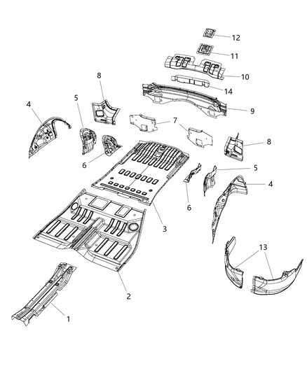 2016 Dodge Durango Reinforcement Tunnel Diagram for 68273927AA