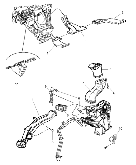2007 Dodge Grand Caravan Vent Rear A/C Outlet Mounting Diagram for WR31BD1AB