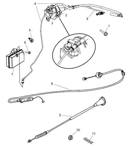 2005 Jeep Grand Cherokee Control Cable Diagram for 52109775AC