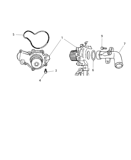 1998 Dodge Caravan Water Pump & Related Parts Diagram 3 - Thumbnail