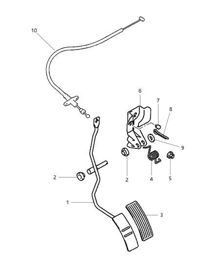 2000 Chrysler Sebring Coupe Throttle Controls & Pedal Diagram